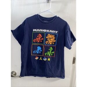 Mario Kart Racing Navy Mens Graphic T-shirt Large